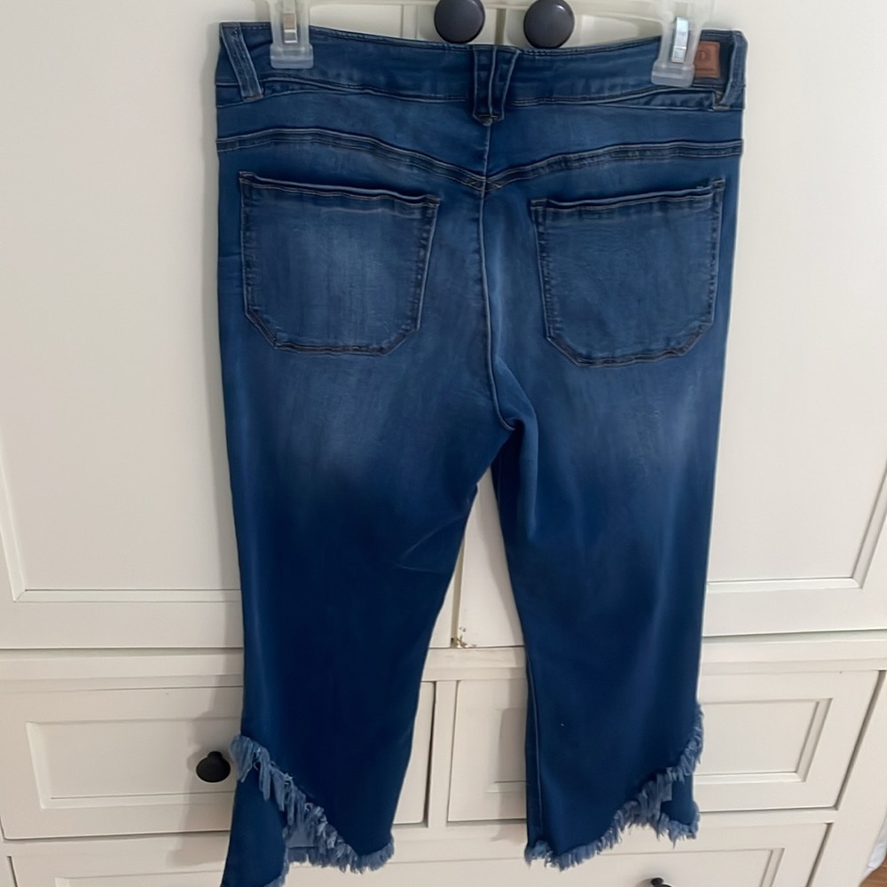 Democracy High Rise Cropped Frayed Hem Tassel Fringe Jeans Size 4